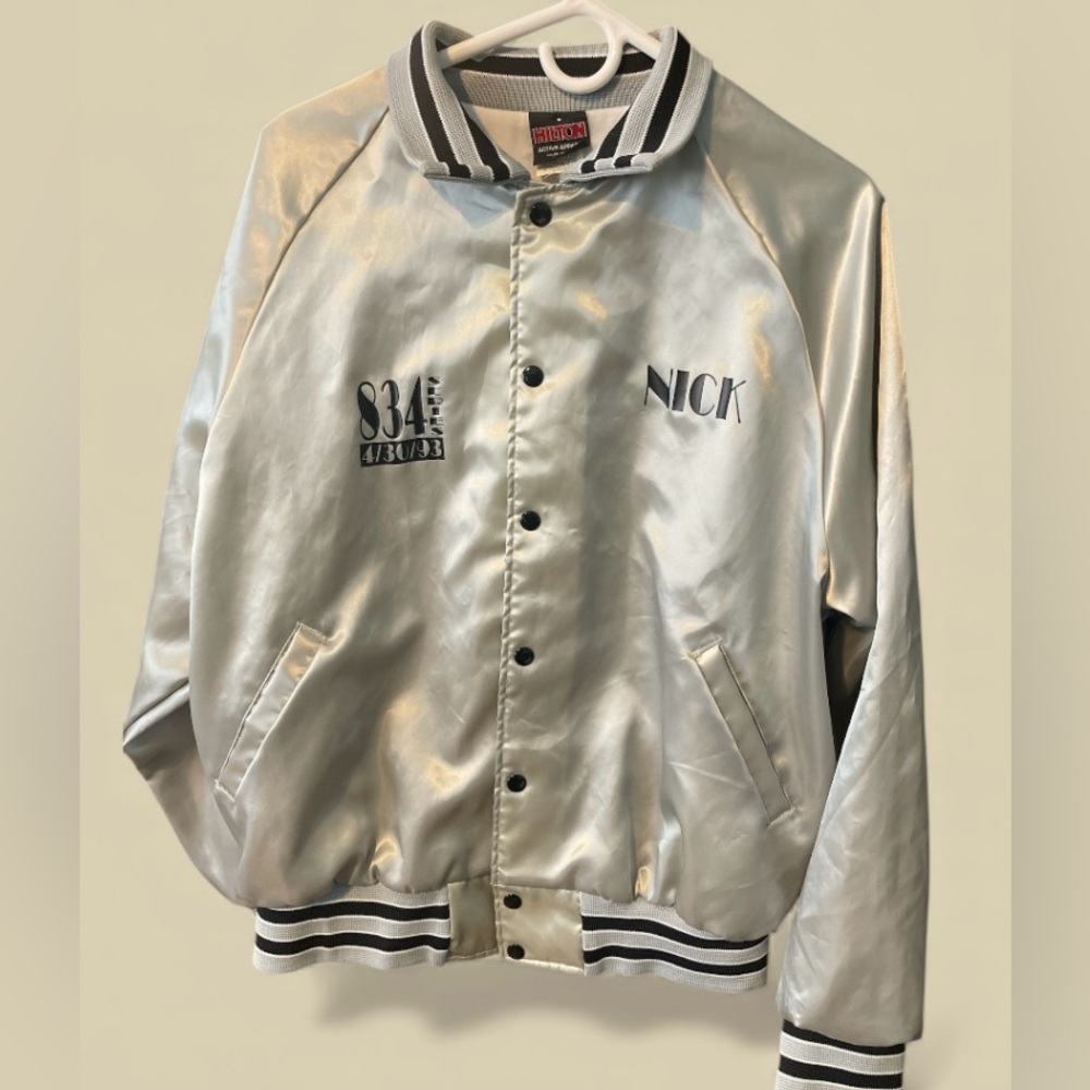 Vintage 80”Women's Satin Bomber Jacket - Silver🤍💎 - Picture 7 of 14